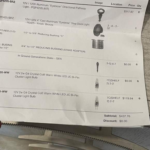 AQ Lighting, Set of‎ 8 "Eyebrow" Deck Lights w/ stakes; 6 bulbs included; bronze - Picture 7 of 7